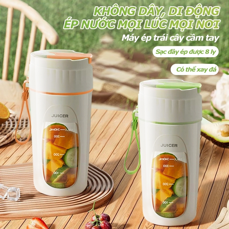 Máy Xay Cầm Tay Mini JUICER 340ml,10 Lưỡi Dao Xay Đá Ép Nước Hoa Quả Thiết Kế Du Lịch Quà Sinh Nhật_X10