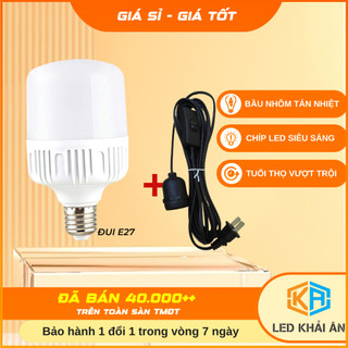 Bóng đèn led 30w + đui đèn liền dây có công tắc tiện lợi 5m - đèn led 30w tiết kiệm điện, độ sáng cao kèm dây đui chui