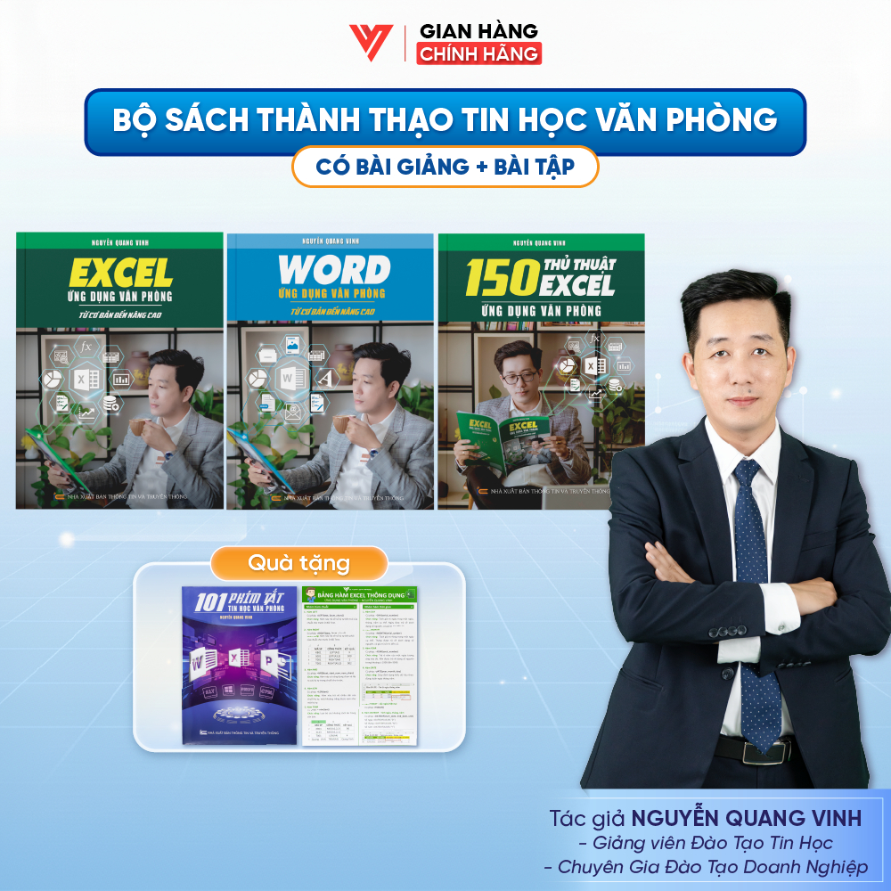 Combo 3 Sách Excel - Word Và 150 Thủ Thuật Excel Ứng Dụng Văn Phòng ĐÀO TẠO TIN HỌC Từ Cơ Bản Đến Nâ
