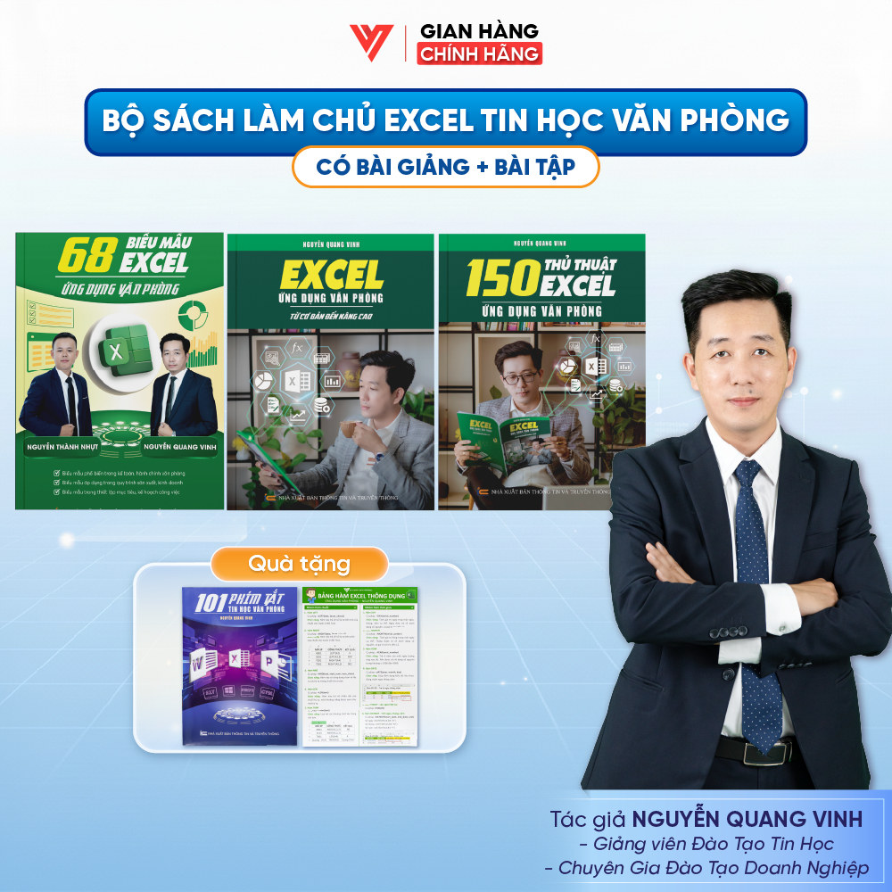 Combo 3 sách 68 Biểu Mẫu Excel - Excel Cơ Bản Nâng Cao và 150 Thủ Thuật Excel Ứng Dụng Văn Phòng