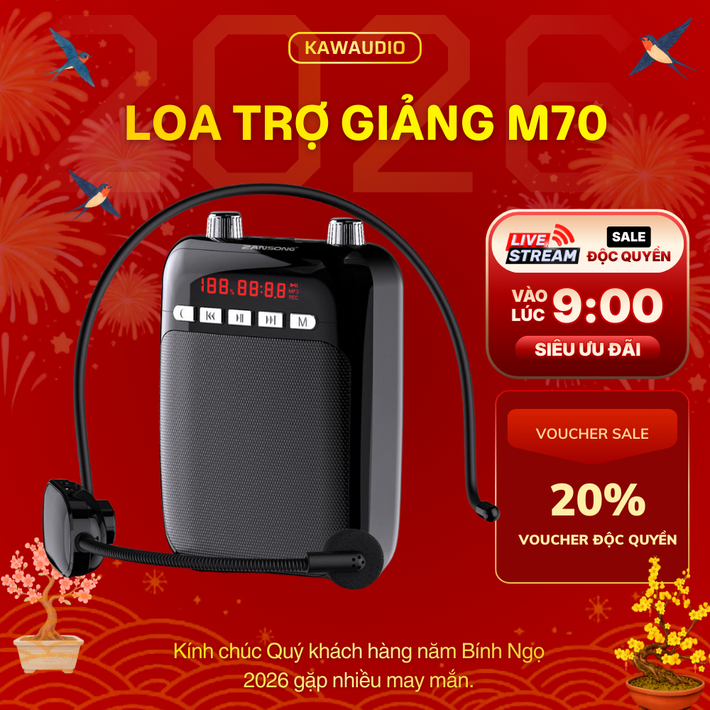 Loa Trợ Giảng KAW Không Dây Mic Đeo Tiện Lợi,Tích Hợp Bluetooth, Chống Nhiễu, Kết Nối Bluetooth, Dùng Liên Tục 8 Giờ
