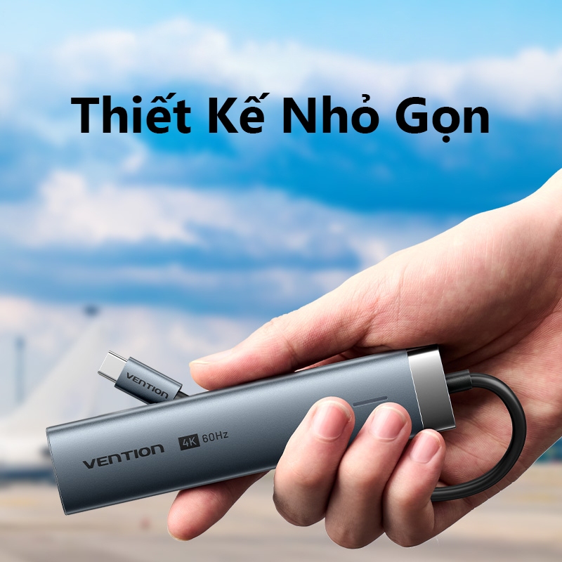 Bộ Hub Chuyển Đổi 5 in 1 Vention, 4 Cổng USB 3.0, HDMI 4K@60Hz, Truyền Dữ Liệu 5Gbps , Hỗ Trợ Micro,Cho Máy Tính, Laptop | BigBuy360 - bigbuy360.vn