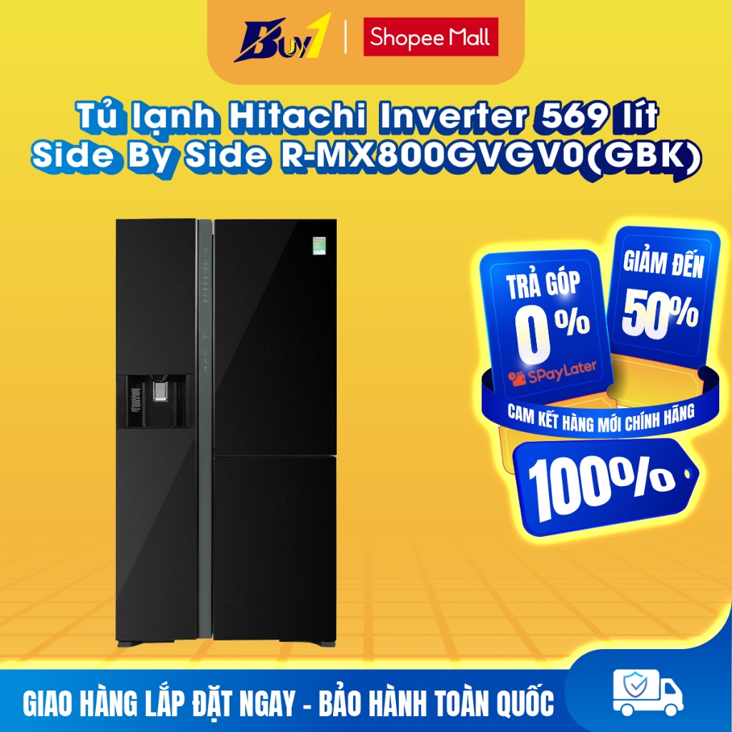 R-MX800VGV0(GBK) - Tủ lạnh Hitachi Inverter 569 lít Side By Side R-MX800GVGV0 GBK - Hàng chính hãng