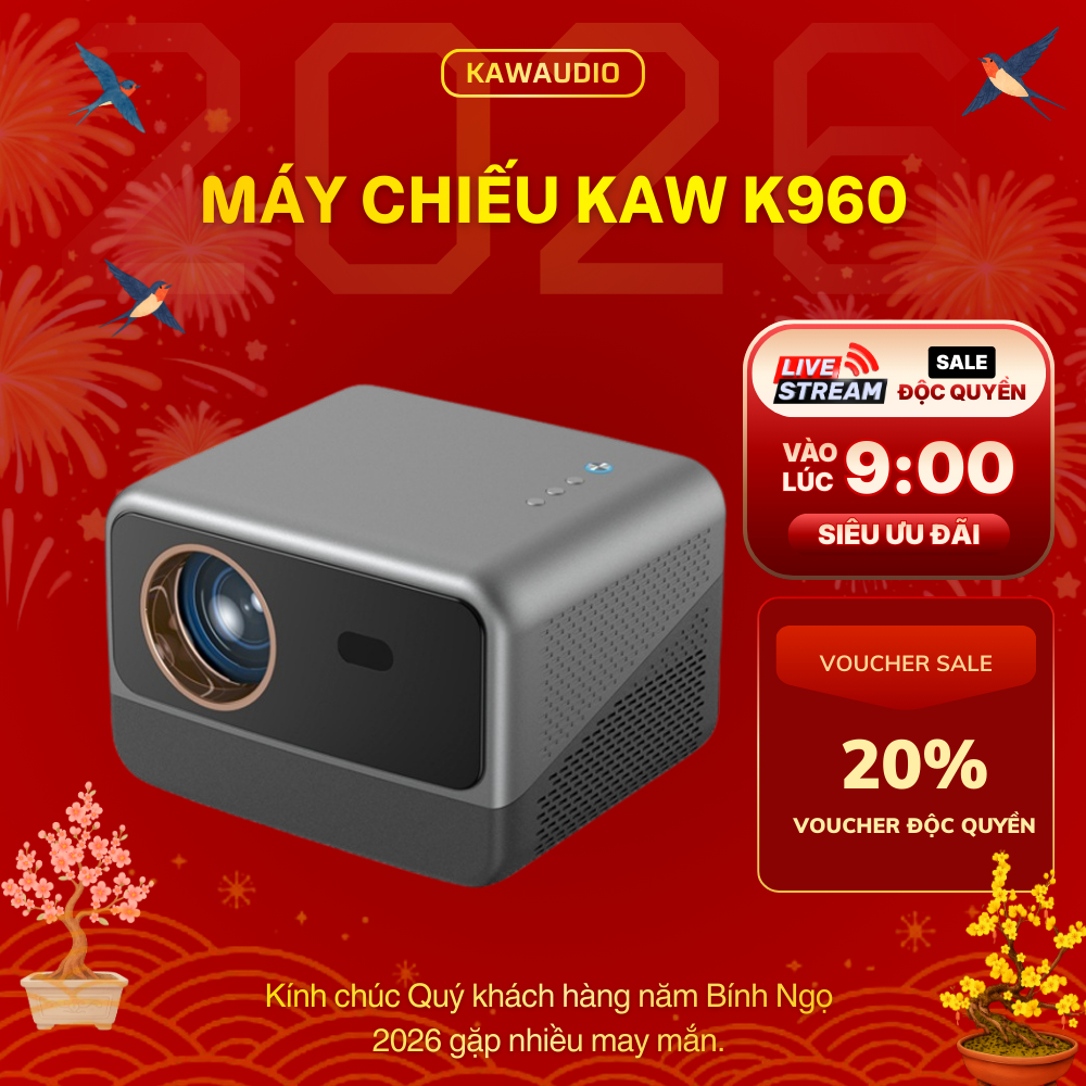 Máy Chiếu KAW KP960 Độ Phân Giải Cao Hỗ Trợ 4K, LED Siêu Bền, Siêu Nét Xem Phim, Bảo Hành 24T