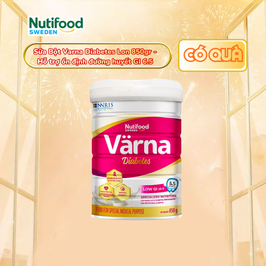 Sữa bột Diabetes Lon 850g - Ổn định đường huyết (GI = 26,9) - Varna
