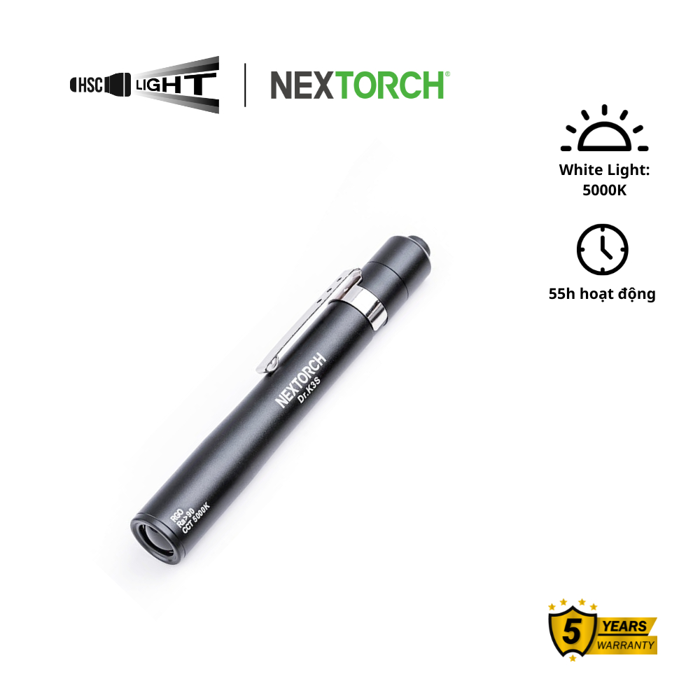 NEXTORCH Dr. K3S – Đèn pin y khoa LED chiếu sáng chính xác CRI ≥95 sử dụng 1 pin AAA