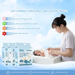 Tấm lót chống thấm dùng 1 lần cho bé Molli KidsWorld thiết kế mới túi nhỏ tiện lợi khi mang ra ngoài