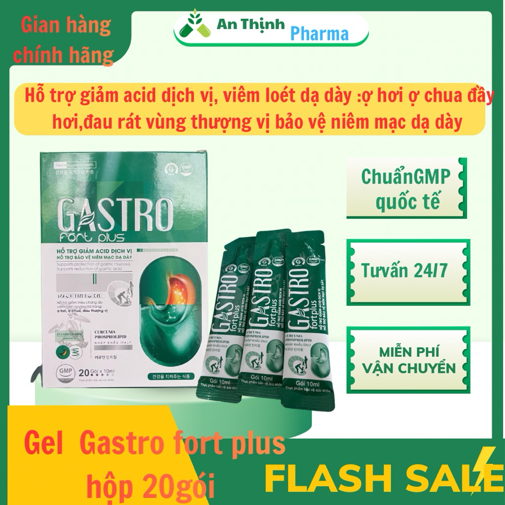 (Chính hãng )Gel dạ dày GASTRO FORT PLUS _Hỗ trợ giảm acid dịch vị , bảo vệ niêm mạc dạ dày hộp 20gó