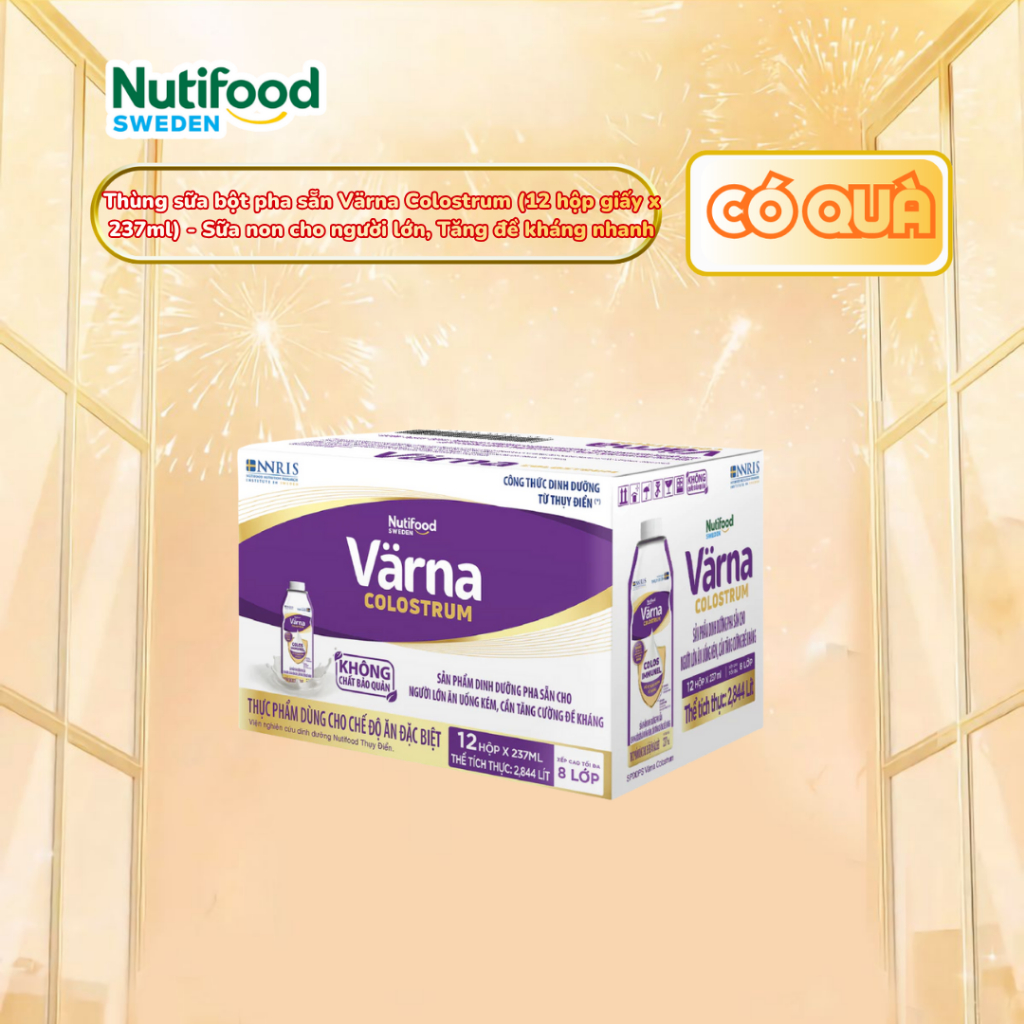 [Chính Hãng] Thùng 12 hộp sữa bột pha sẵn Varna Colostrum (12 hộp giấy x 237ml) - Sữa non, tăng đề k