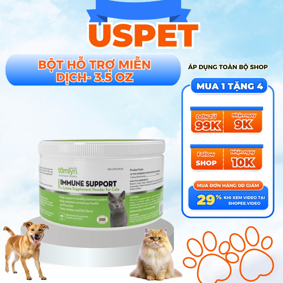 Bột hỗ trợ miễn dịch TOMLYN Immune Support 100g dành cho mèo