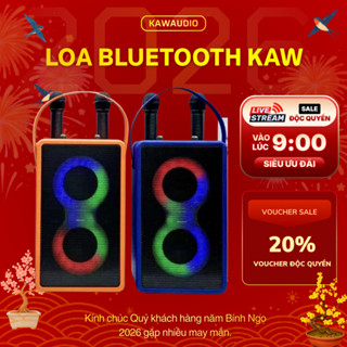 Loa bluetooth KAW PartyBox Encore K7 công suất lớn LED đổi màu, tặng kèm 2 mic chính hãng 1 đổi 1