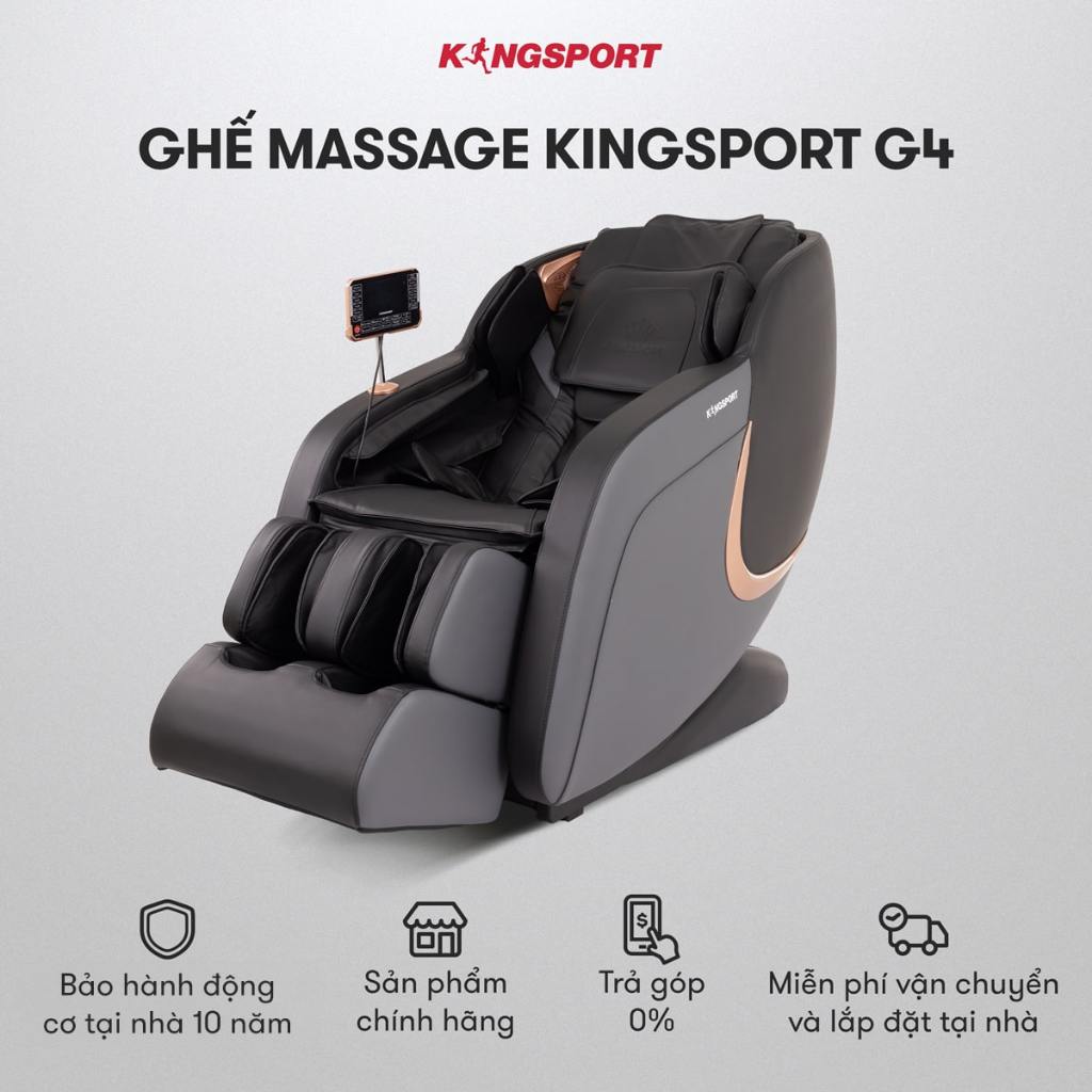 [LIVE] Ghế massage KINGSPORT Standard G4 con lăn di chuyển cổ vai, túi khí massage tay dài