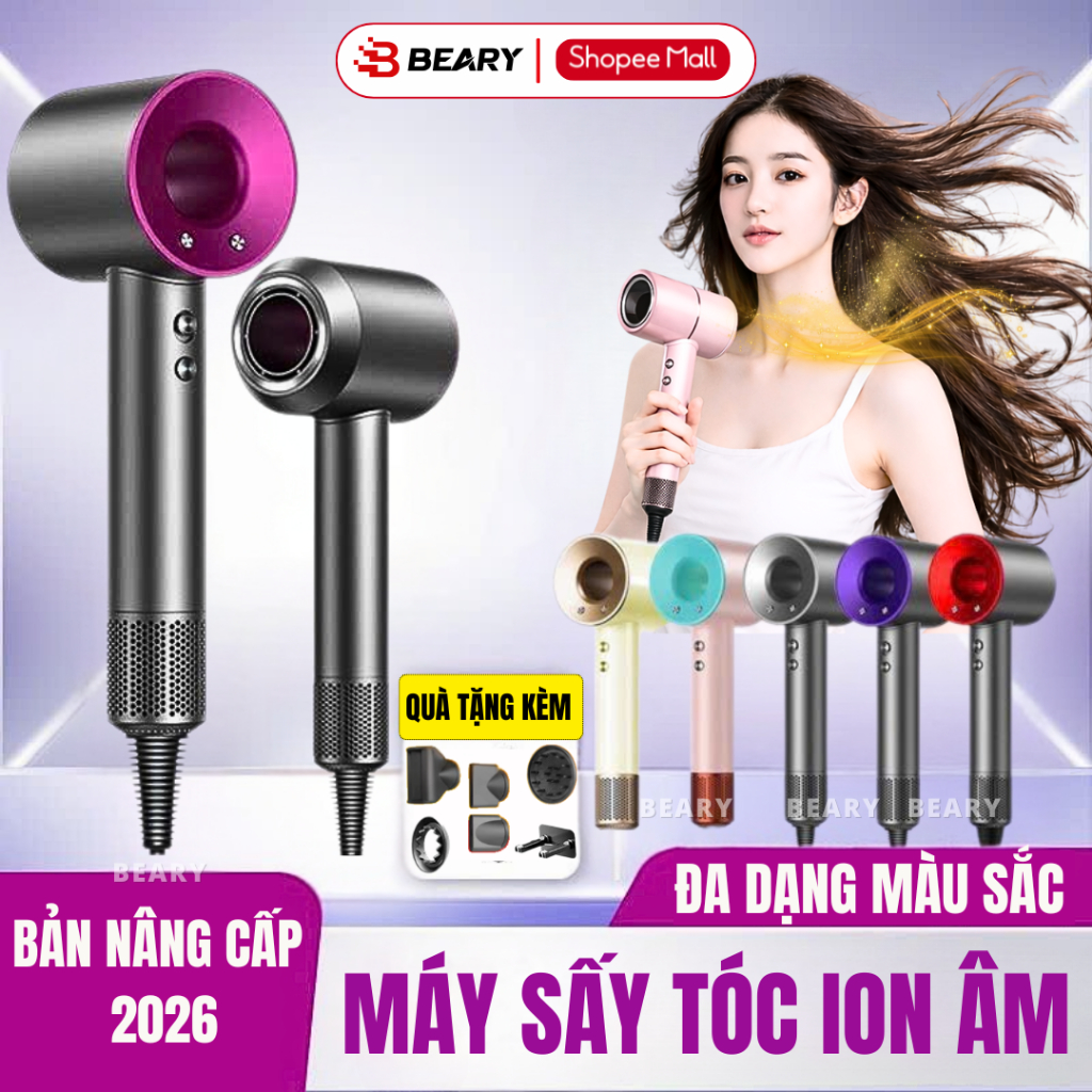 Máy Sấy Tóc Ion Âm 5in1 METIS Không Cánh Quạt 3 Tốc Độ Công Suất 2200W 2 Chiều Tặng Kèm Đầu Sấy