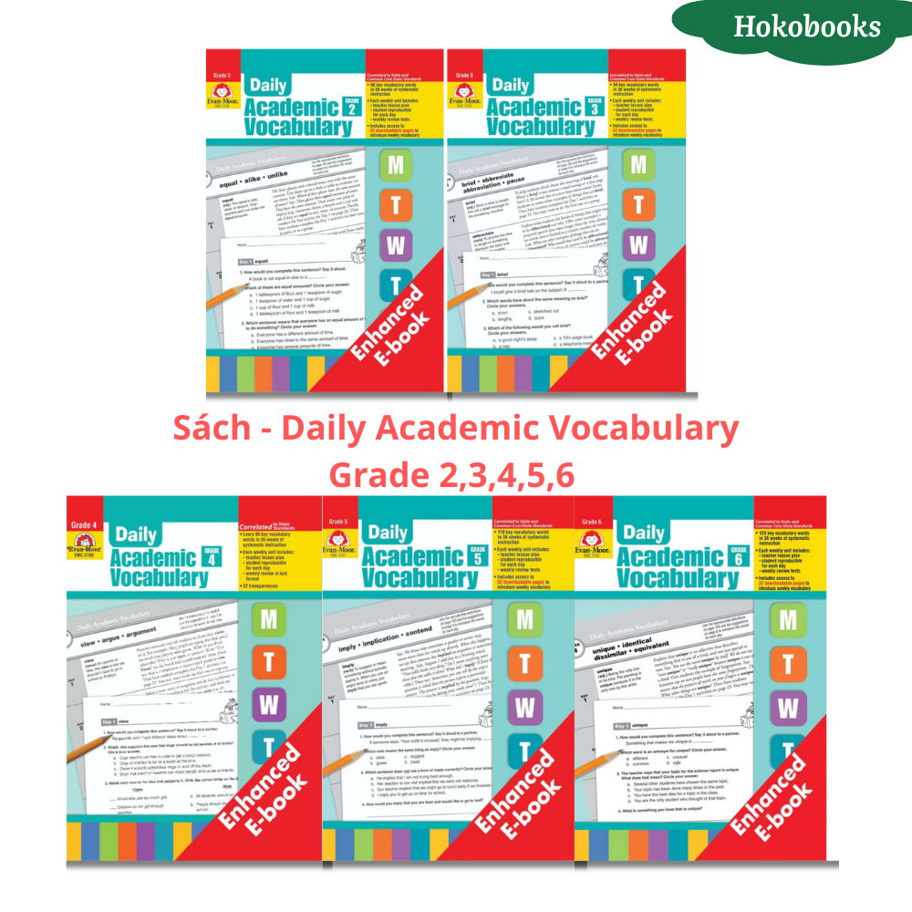 Sách - Daily Academic Vocabulary Grade 2,3,4,5,6 - bản in lazer đẹp nét