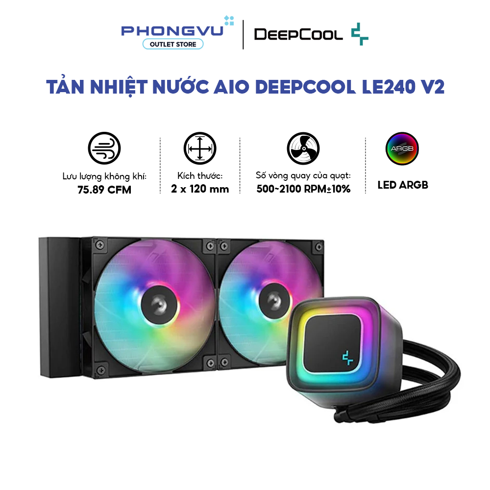 Tản Nhiệt Nước AIO Deepcool LE240 V2 - Radiator 240mm - LED ARGB - Bảo Hành 24 Tháng