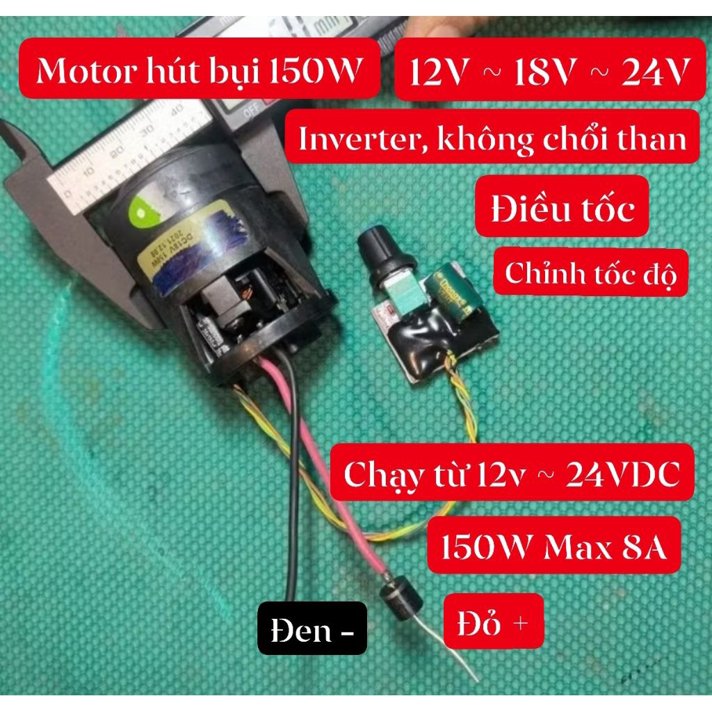 motor hút bụi inverter 18v 150w , 12v ~ 21V, hút bldc, hút không chổi than