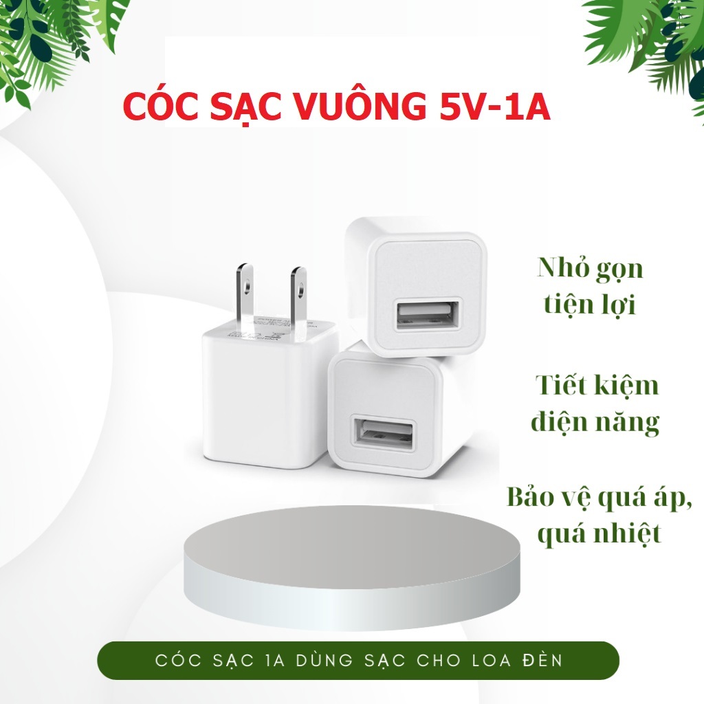 Cóc sạc điện thoại cổng usb sạc đền ngủ, cốc sạc 5v-2a cho thiết bị điện tiện lợi