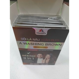 Nhuộm phủ bạc 6 gói gội nhuộm là Nâu Hamifa Shampoo gội nhuộm Thào Dược