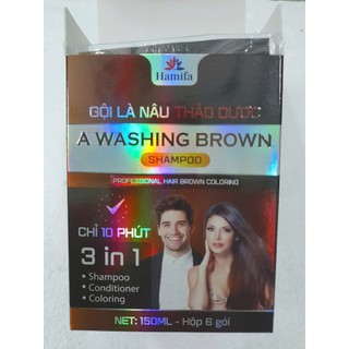 Nhuộm phủ bạc 6 gói gội nhuộm là Nâu Hamifa Shampoo gội nhuộm Thào Dược