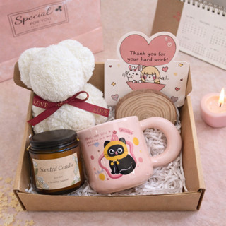 Set quà tặng cho nữ, sinh nhật set quà tặng bạn trai cốc sứ kèm nến thơm, gấu dành tặng người yêu, đồng nghiệp