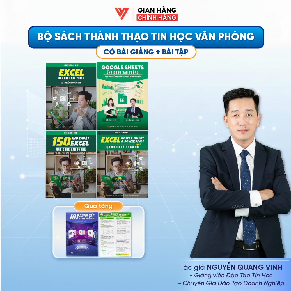 Combo 4 Sách Excel - Google Sheet - 150 Thủ Thuật Excel - Power Query ĐÀO TẠO TIN HỌC Kèm Khoá Học V