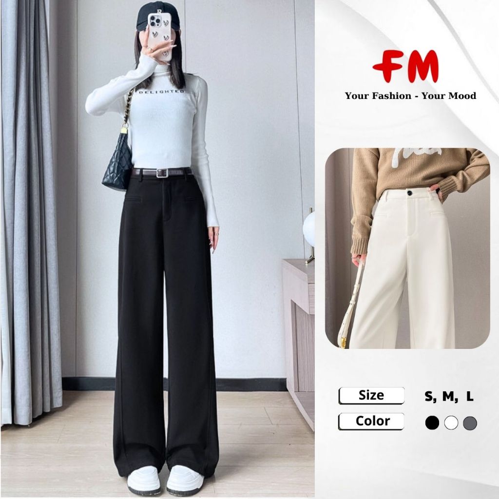 Quần Tây Ống Suông Nữ Cao Cấp FMSTYLE - 2 Túi Ngang Thanh Lịch Dễ Mặc, Phong Cách Công Sở 25120281