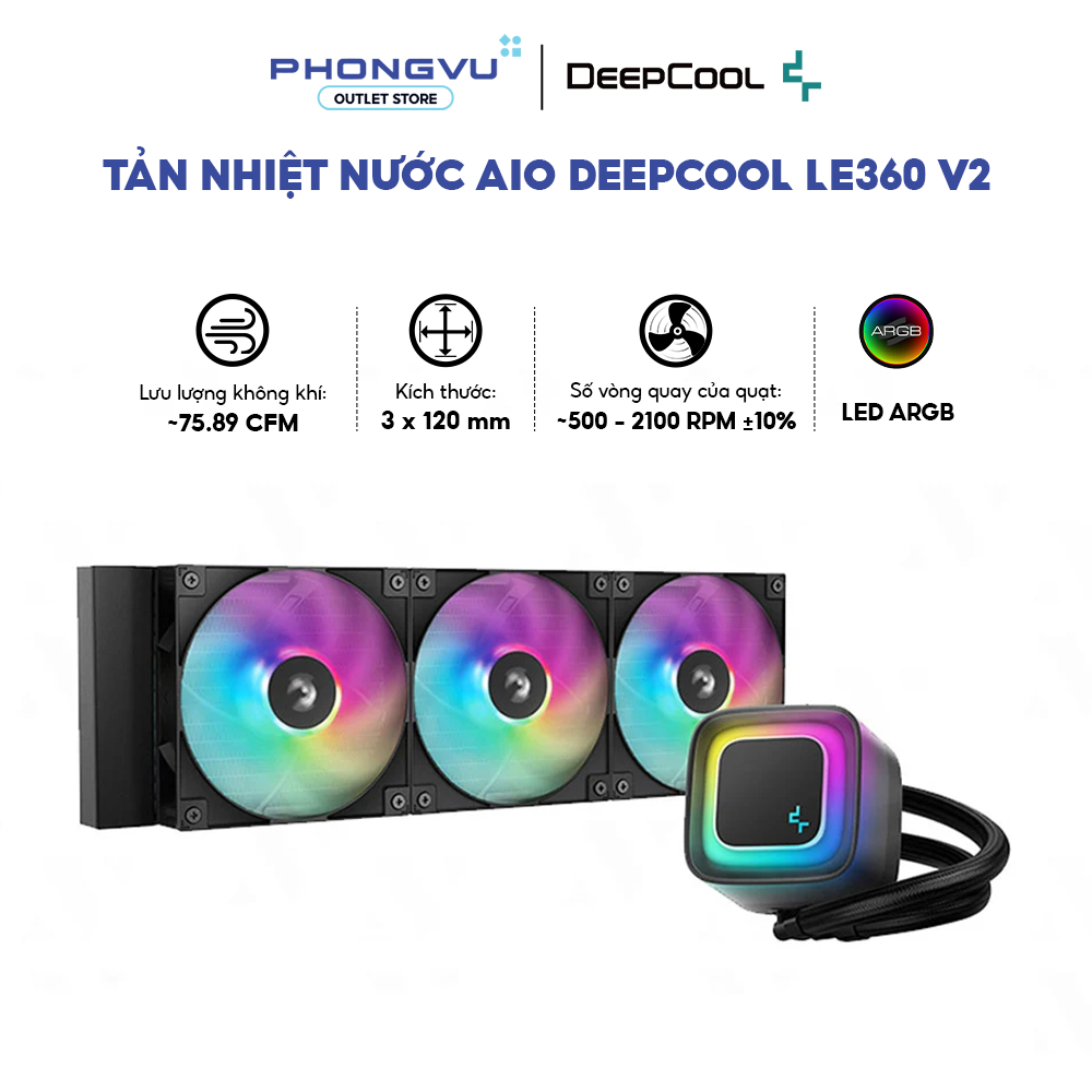 Tản Nhiệt Nước AIO Deepcool LE360 V2 - Radiator 360mm - LED ARGB - Bảo Hành 24 Tháng
