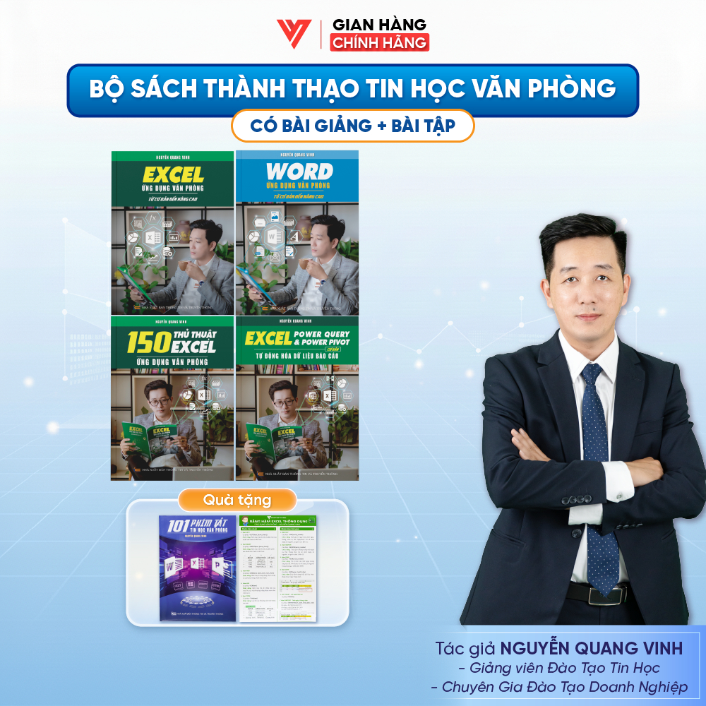 Combo 4 Sách Excel - Word - 150 Thủ Thuật Excel - Power Querry Power Pivot ĐÀO TẠO TIN HỌC Kèm Video