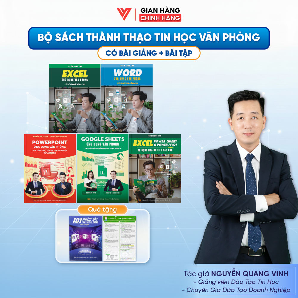 Combo 5 Sách Excel - Word - Power Point -Google Sheet - Power Query Ứng Dụng Văn Phòng ĐÀO TẠO TIN H