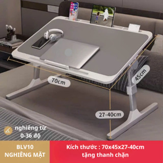 Bàn Laptop Nâng Hạ Thông Minh, Điều Chỉnh Độ Cao 27–40cm, Mặt Nghiêng 0-36°,Tặng Thanh Chặn chống trượt, Bàn làm việc