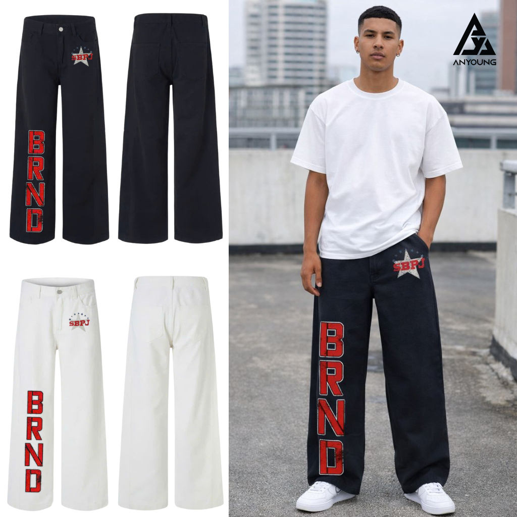 Quần Jean Ống Rộng Nam ANYOUNG  – Form Suông Streetwear, Chất Vải Jean Dày Đẹp, Phong Cách Hàn Quốc 