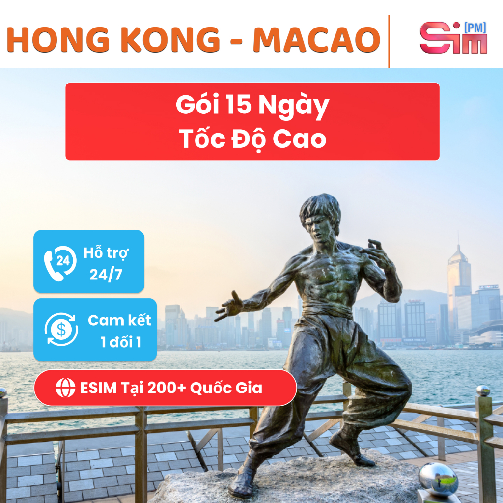 Esim Hong Kong, Macao - Sim Hong Kong MaCao 15 ngày tốc độ cao