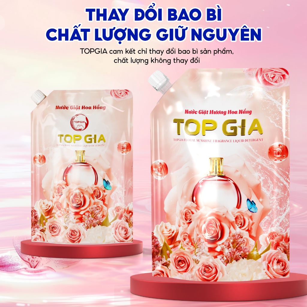 Nước Giặt Xả TopGia Hương Hoa Nắng Dịu Nhẹ Đánh Bay Vết Bẩn Lưu Hương 72H