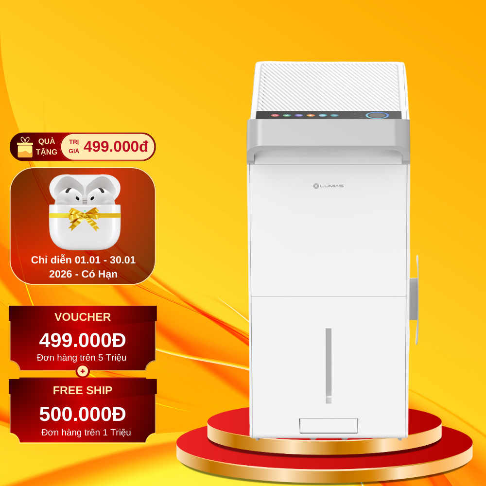 Máy Hút Ẩm 20L Lumias LMD-20L - 20L/Ngày, 40M2 - Kết Nối App