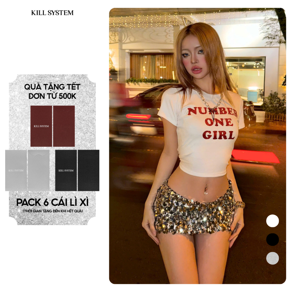 Áo Thun babytee Number One Girl 𝐊𝐈𝐋𝐋 𝐒𝐘𝐒𝐓𝐄𝐌 Ôm Body In Kim Tuyến