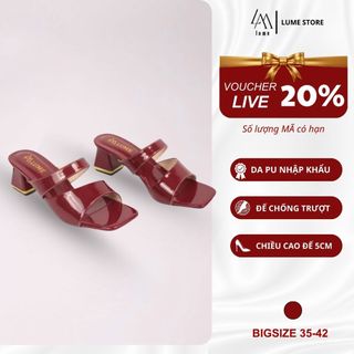 Dép Quai Ngang Nữ LUME Màu Đỏ Đô Da PU Cao Cấp, Thiết Kế Trẻ Trung Năng Động Đế Cao Su Non Chống Trượt Cao 5cm(DÉP QNĐỎ)