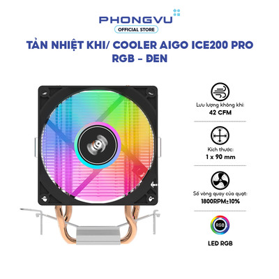 Tản nhiệt khí AIGO ICE200 PRO RGB - Đen - Quạt 90mm - Hỗ trợ Socket LGA 1700/AM5 - Bảo hành 36 tháng