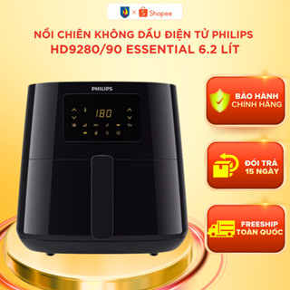 Nồi chiên không dầu điện tử Philips 6.2L - HD9280/90 Essential size XL Digital, Chiên Chống Dính, Bảo Hành 2 Năm
