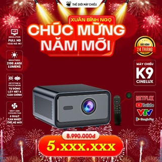 { NEW 2026 - Máy Chiếu K9 CineLux } - Premium - Hỗ Trợ 4K ,Chuột Bay Trợ Lý Ảo Google Voice