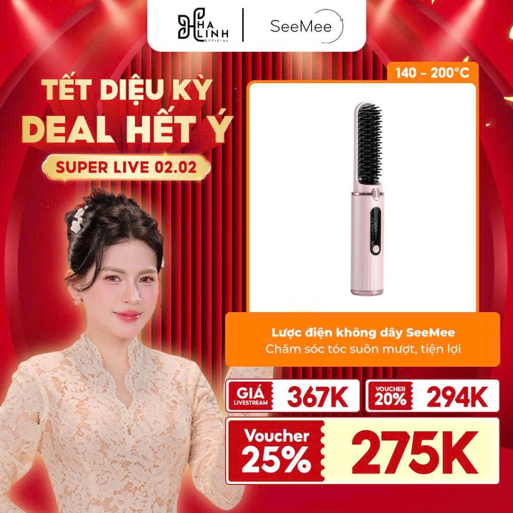 [VHL x SeeMee] Lược điện không dây SeeMee chăm sóc tóc suôn mượt tạo kiểu, giúp tóc vào nếp nhanh ch