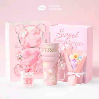 Set quà SWEET EMBRACE cho dịp 8/3, hộp quà tặng 5 món cho ngày Quốc tế phụ nữ kèm túi giấy sang trọng - TUHU