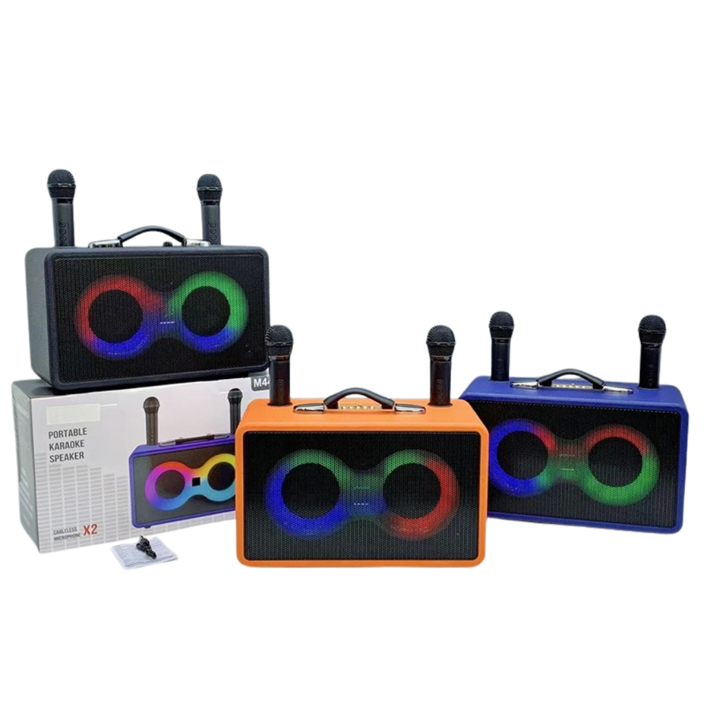 Loa Bluetooth Karaoke M4402 35W Kèm 2 Micro Không Dây Bass Mạnh Pin Trâu Hát Cực Hay