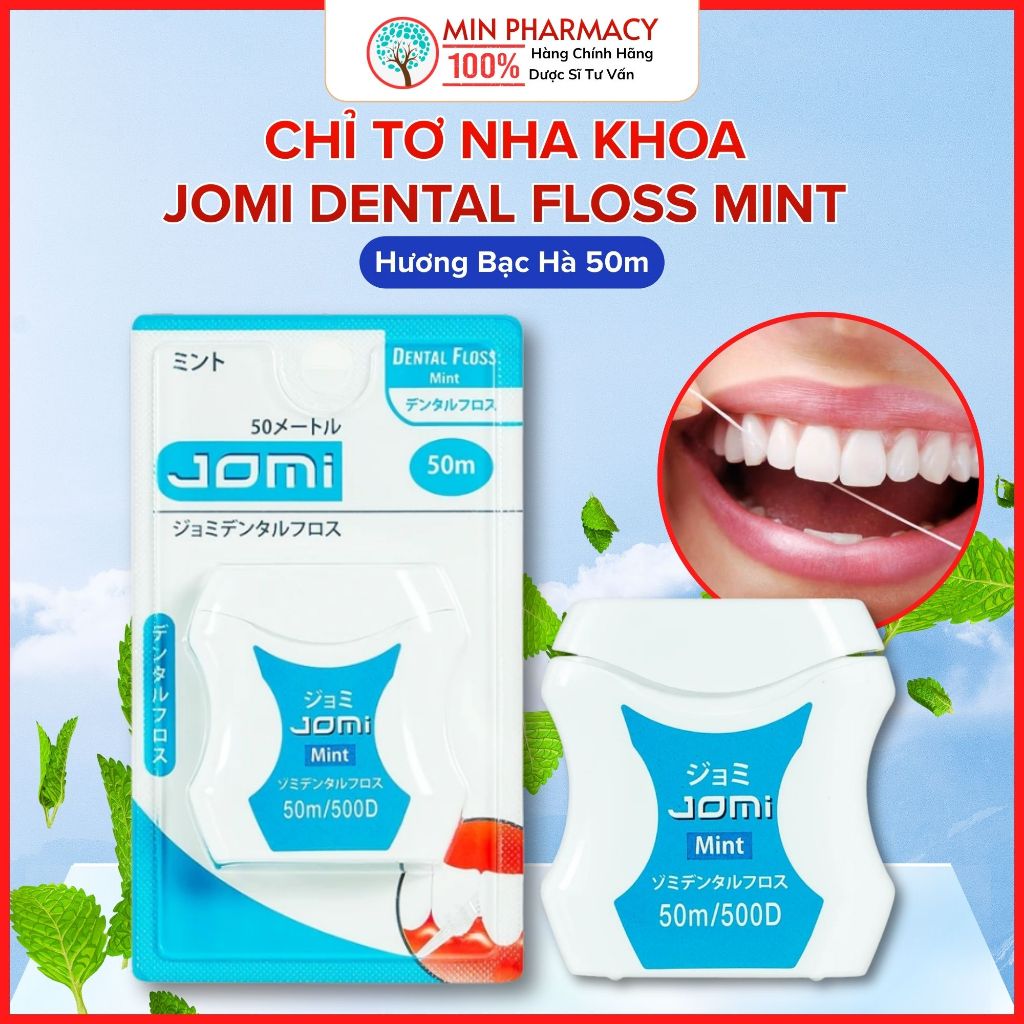 Chỉ Tơ Nha Khoa JOMI Dental Floss Mint Hương Bạc Hà 50m Dental Floss Mint - Minpharmacy
