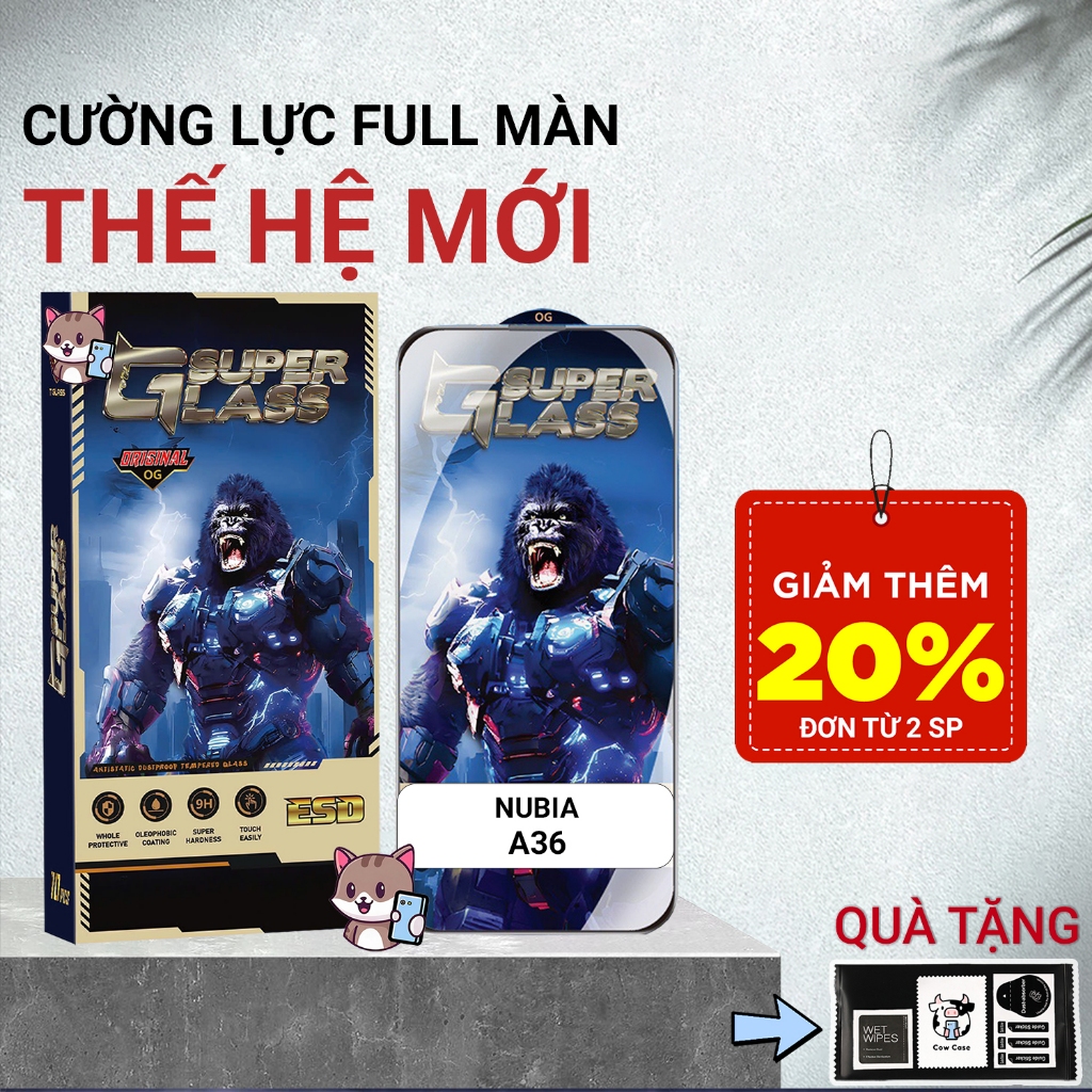 Cường lực Nubia A36 Meocase PREMIUM full màn | Miếng kính dán bảo vệ màn hình cho Nubia