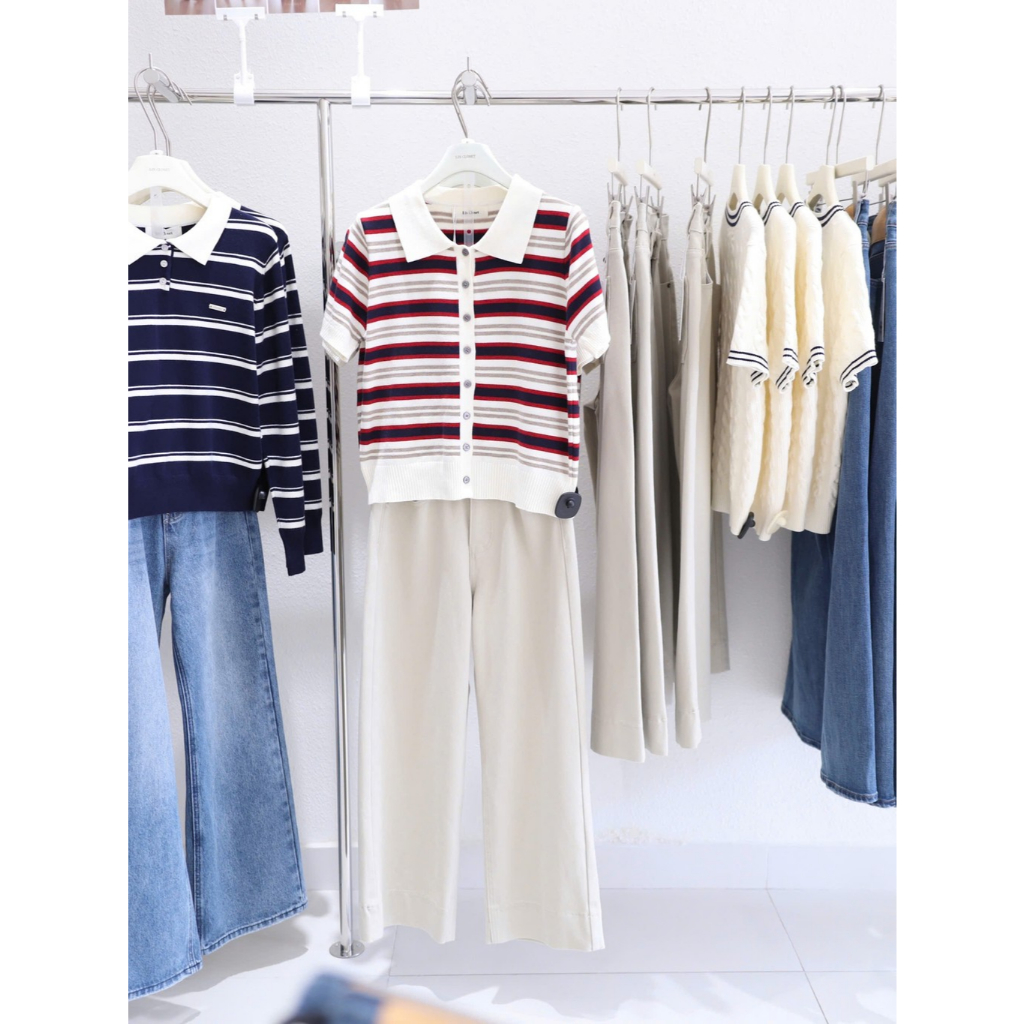 LIN CLOSET [AT1011] Áo len trơn PHỐI SỌC - JANUARY COLLECTION