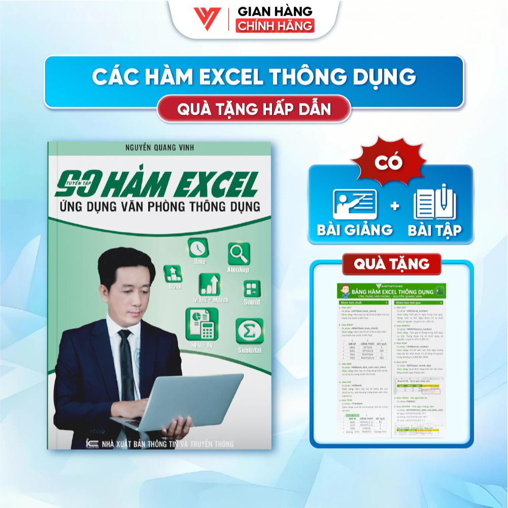 Sách 90 Hàm Excel Ứng Dụng Văn Phòng Thông Dụng - Nguyễn Quang Vinh - D07