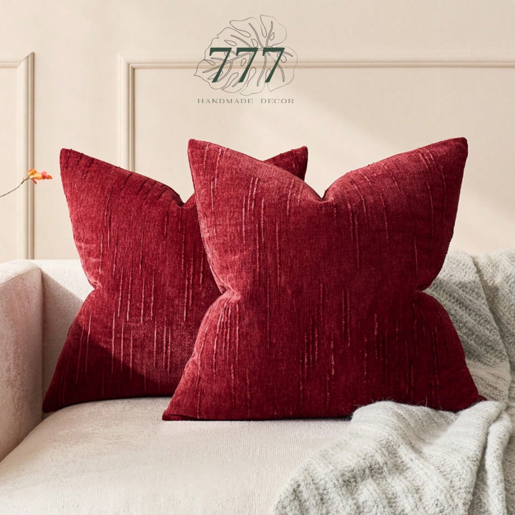 Vỏ Gối Trang Trí Sofa 45x45- Vải Nhung Gối Đỏ Đô-Vỏ Gối Tựa Lưng-777085