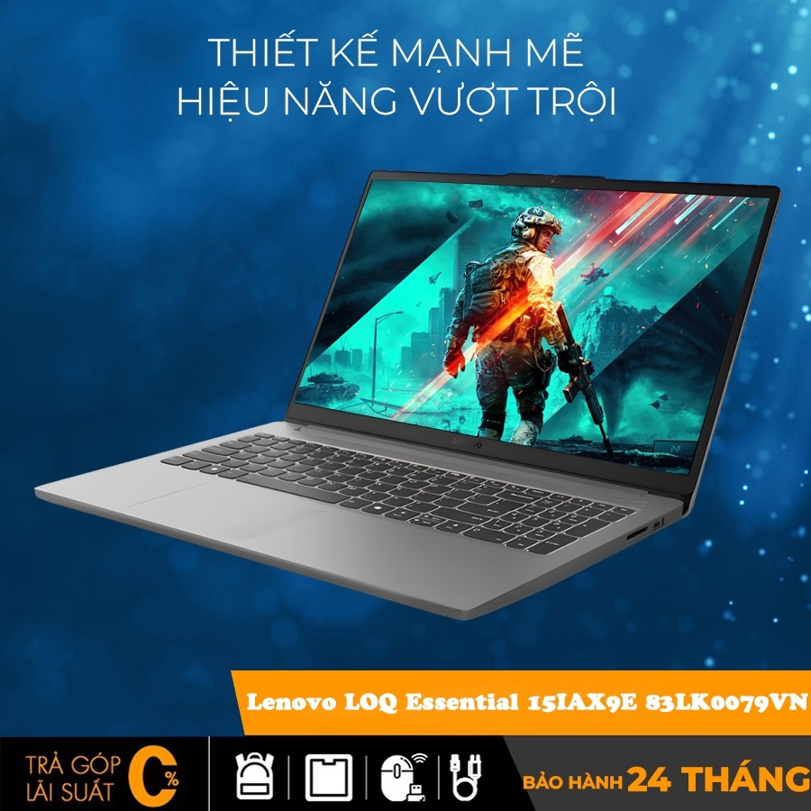Lenovo LOQ Essential 15IAX9E 83LK0079VN Core i5-12450HX, 16 GB, SSD 512GB, RTX 3050 6GB, 15.6 inch F