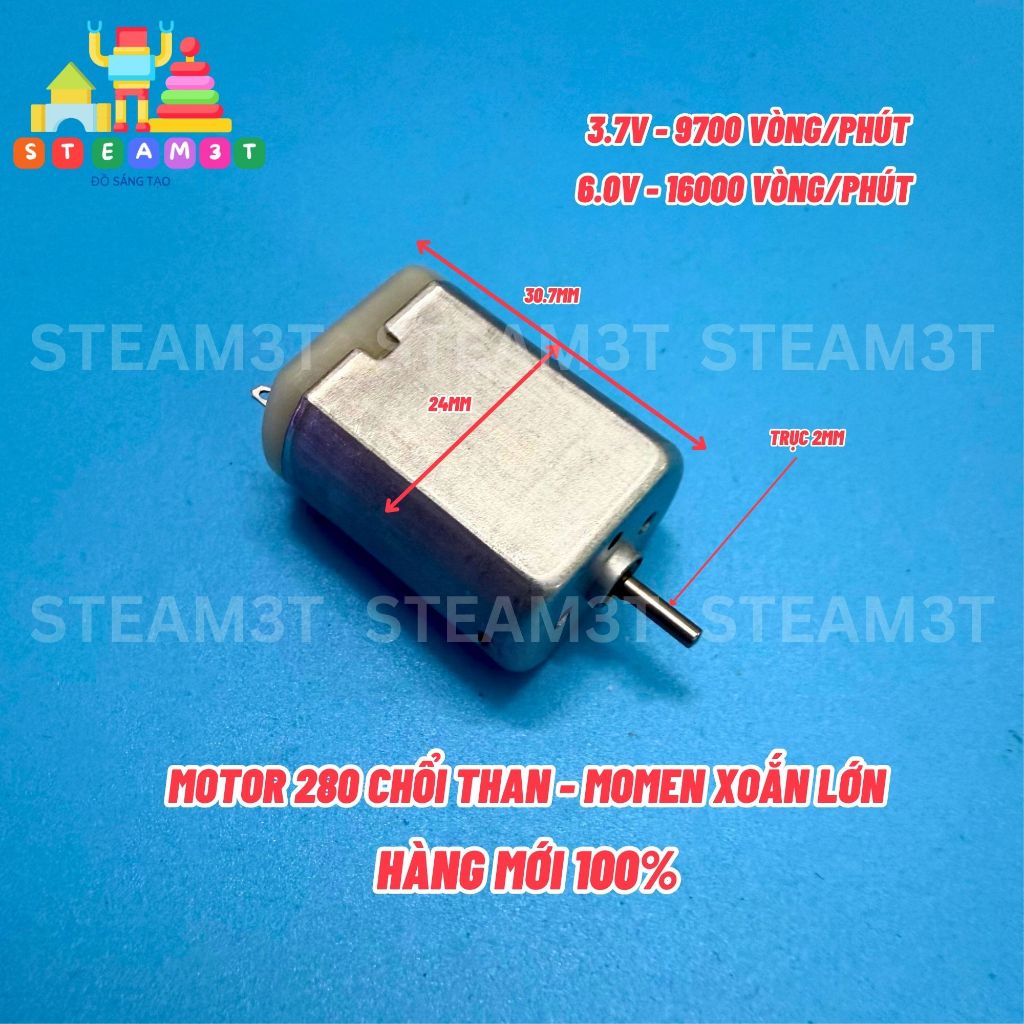 Motor mini 280 3.7V 11500 vòng, hàng mới 100% có chổi than - motor máy tăm nước - máy mài, vặn vít m