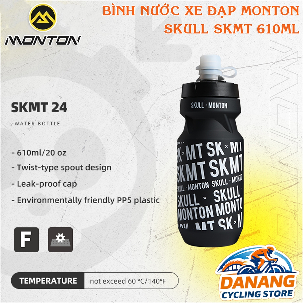 Bình Nước Đạp Xe MONTON SKMT Skull 2024 610mll – Black